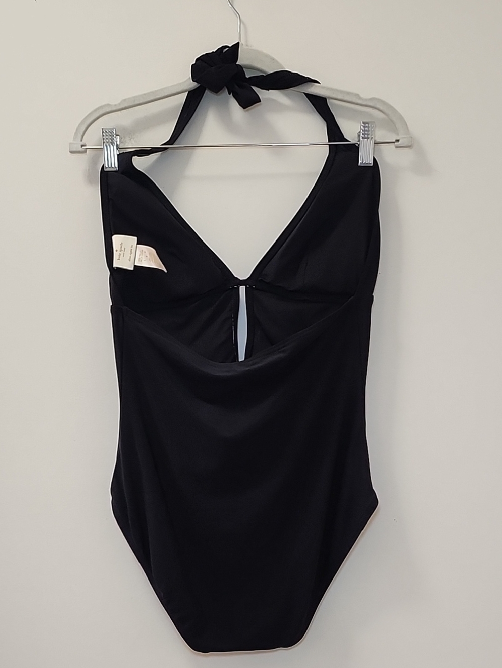 Kate Spade New York Marina Beach Halter Plunge One Piece Swimsuit black Sz Large - Picture 10 of 16